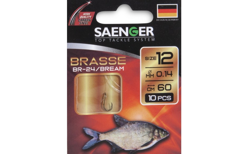 Brassenhaken Gr. 14 gebunden, 0,12 mm, Länge 60 cm