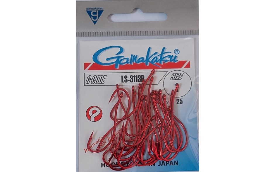 Gamakatsu LS-3113R 25 Stück Größe 2 Naturköder und Wurmhaken