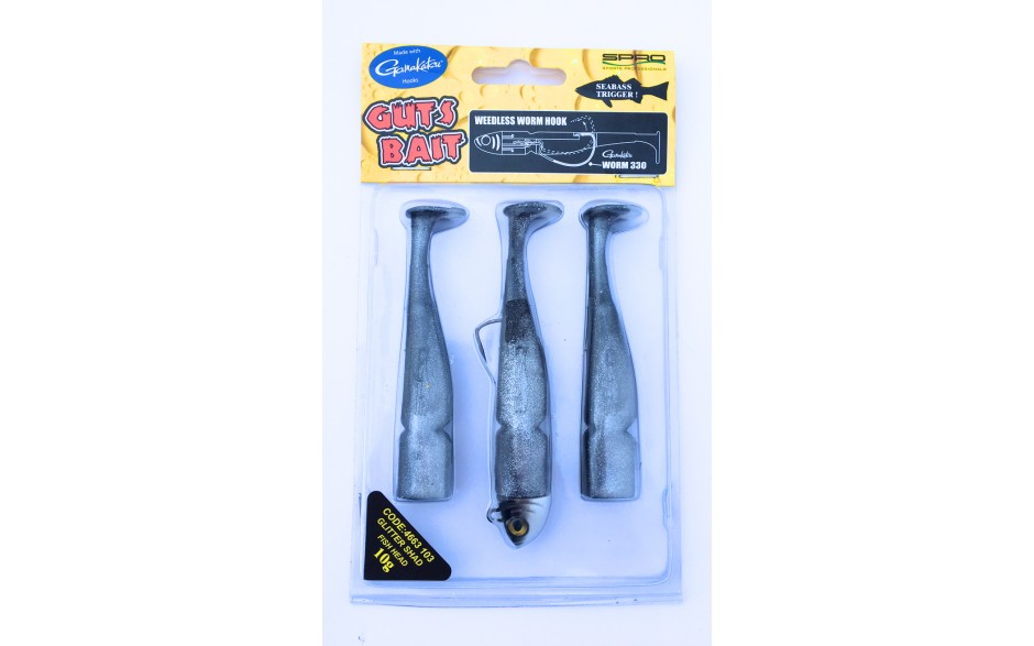 Spro Guts Bait Weedless Worm Angelköder Zanderköder Hechtköder 11 cm 13 Gramm Glitter Shad