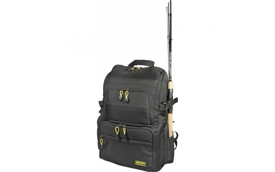 Spro Angelrucksack mit 4 Boxen Angelrucksack mit Angelruten Halterung 37x28x41cm