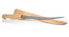 Martiini Filiermesser mit Holzgriff 10 cm und Lederscheide mit Gürtelhalter