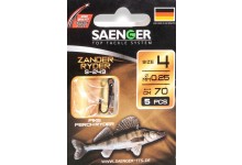 Zanderhaken gebunden 5 Stück, Größe 1, 70 cm Vorfachlänge Doppelhaken